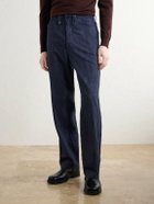 RRL - Straight-Leg Striped Cotton-Jacquard Broken-Twill Trousers - Blue