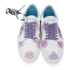 Off-White White and Purple Low Vulcanized Sneakers