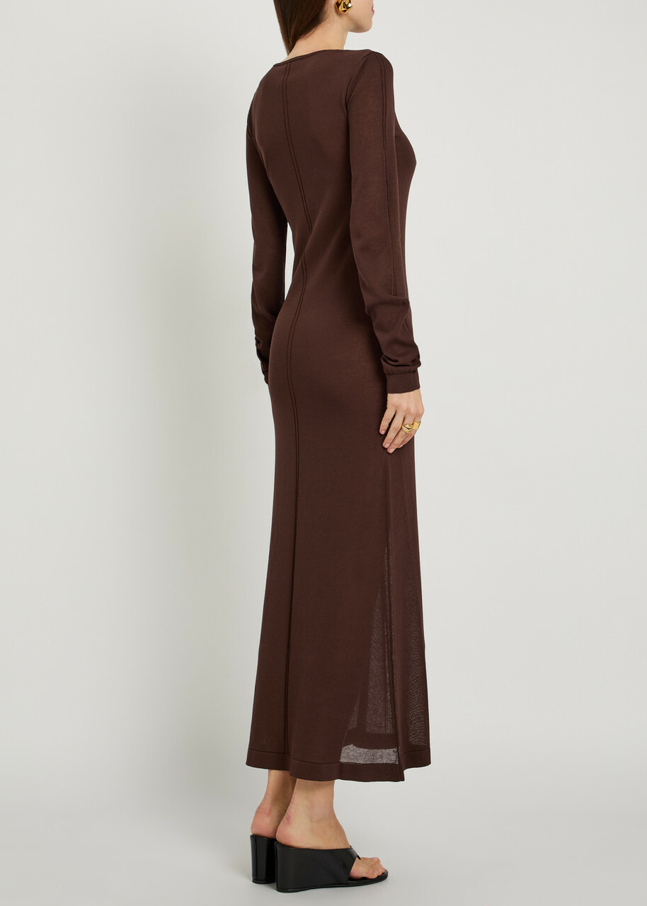 Lemaire Fine-knit Midi Dress Brown