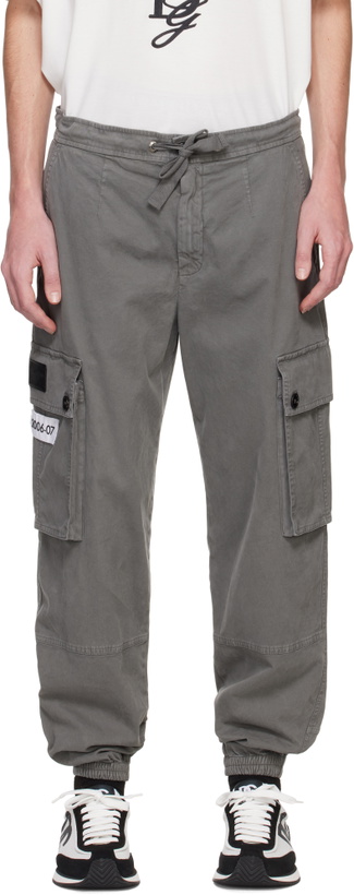 Photo: Dolce&Gabbana Gray Cotton Cargo Pants