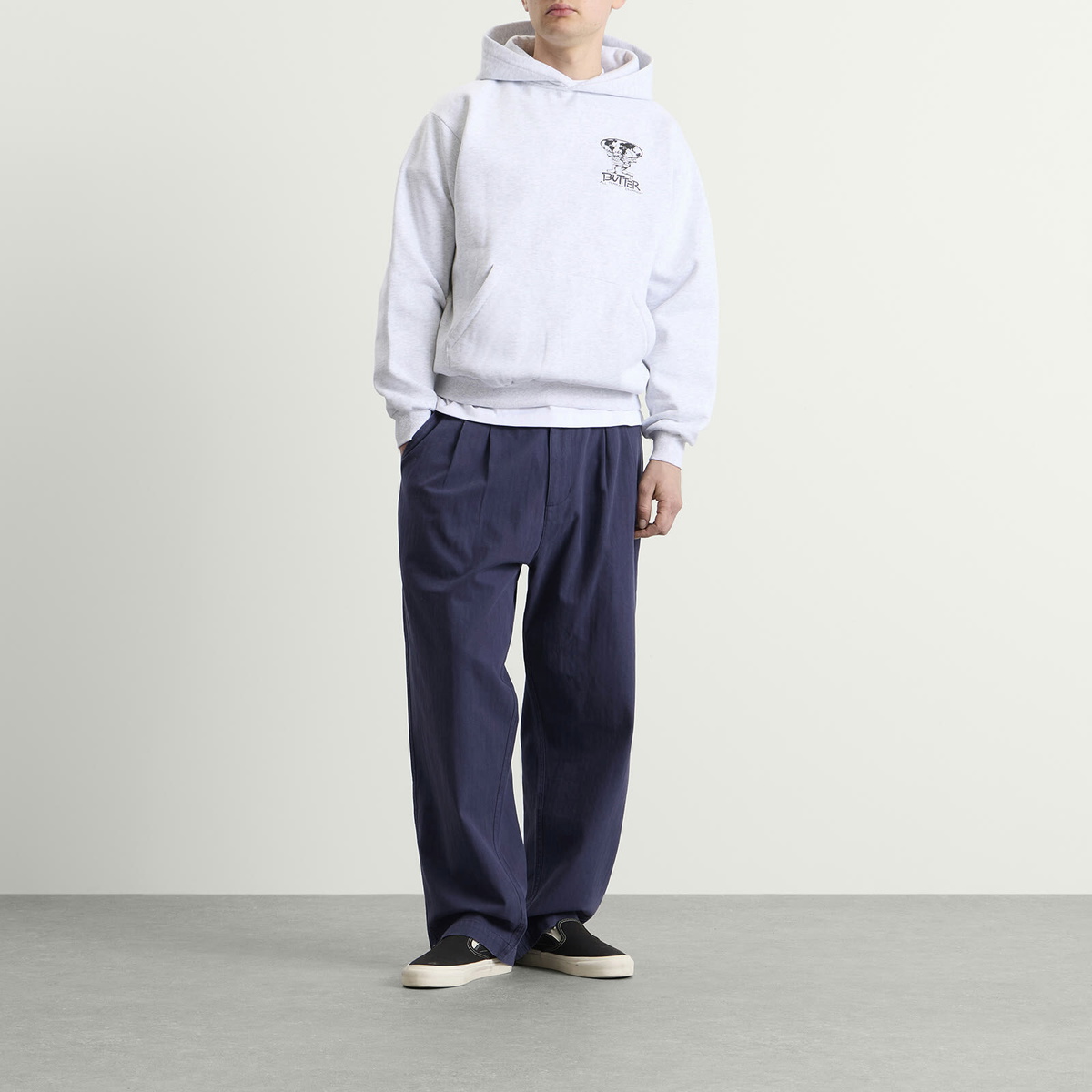Butter Goods Men's Pleated Trousers in Washed Navy