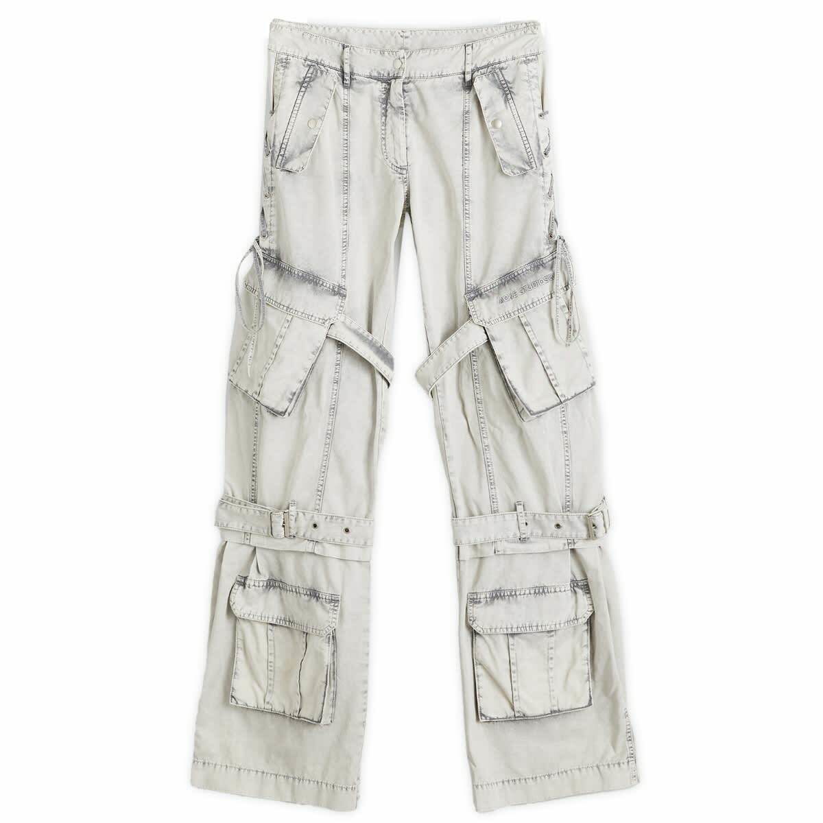 Acne Studios Women's Baggy Cargo Jeans in Dusty White Acne