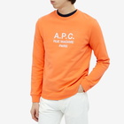 A.P.C. Men's Rufus Embroidered Logo Crew Sweat in Coral