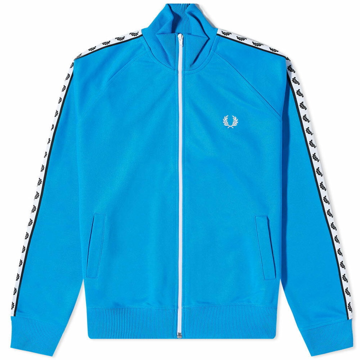 Photo: Fred Perry Men's Taped Track Jacket in Kingfisher