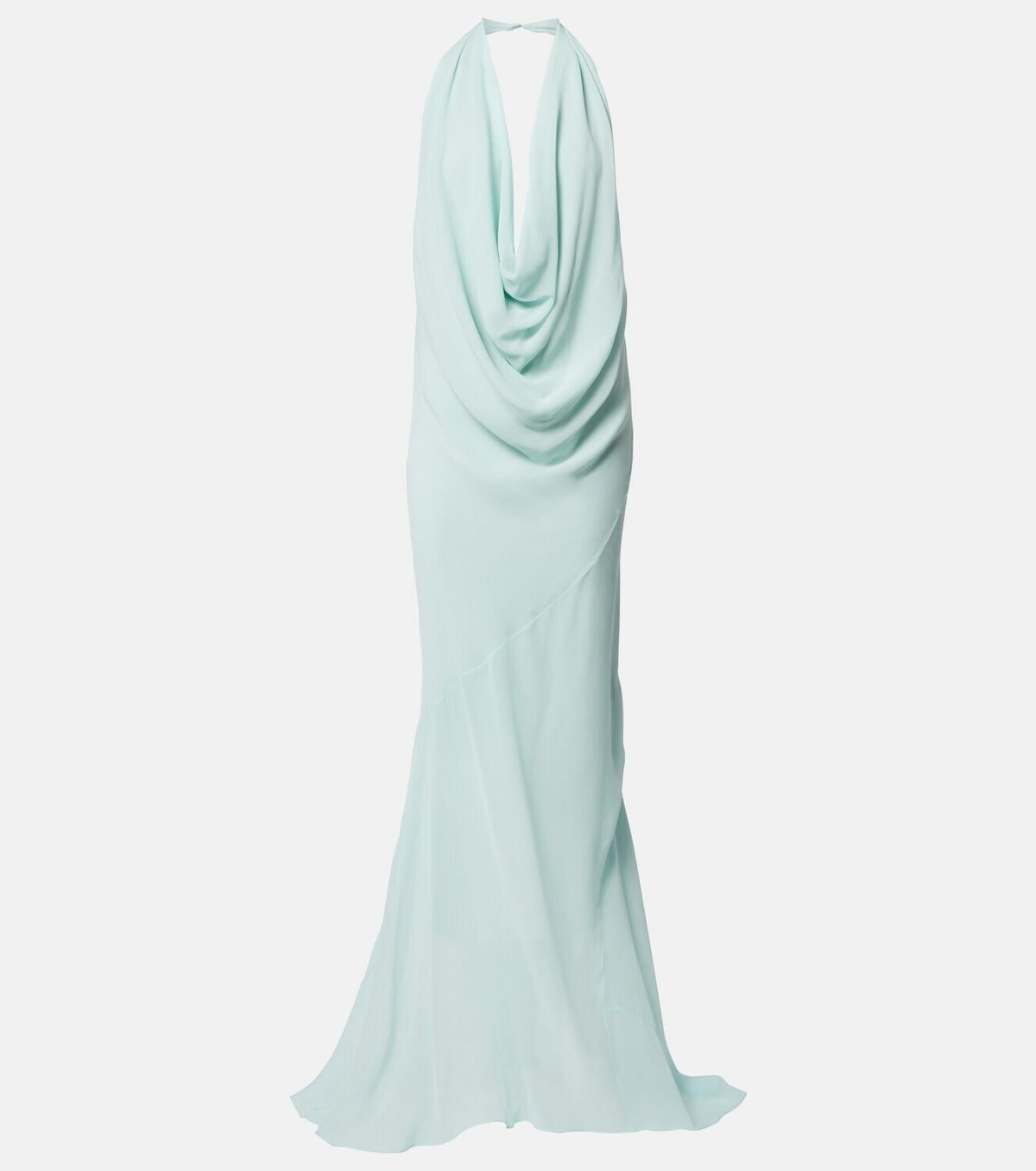 Mugler Draped sheer silk crêpe georgette gown