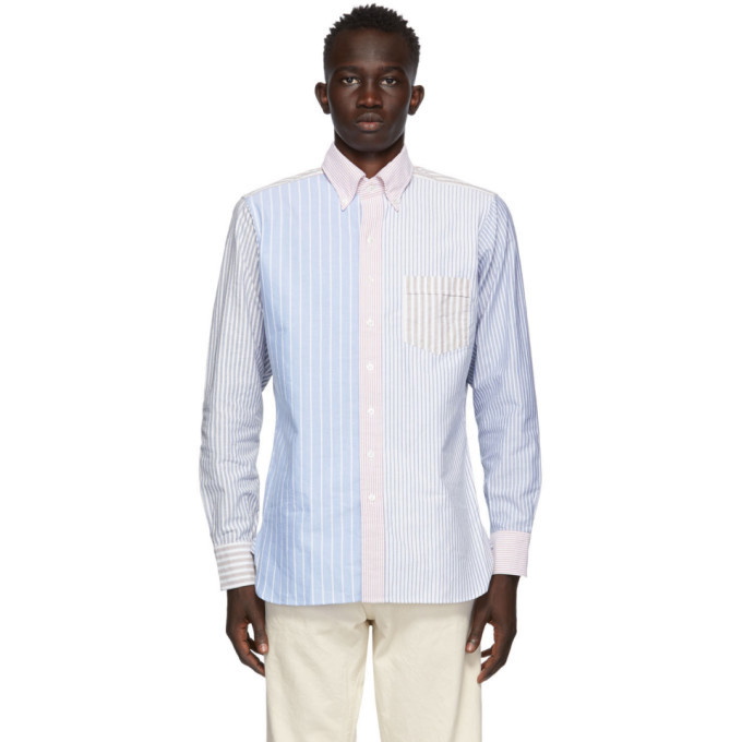 Drakes Mutlicolor Oxford Cloth Stripe Shirt Drake's