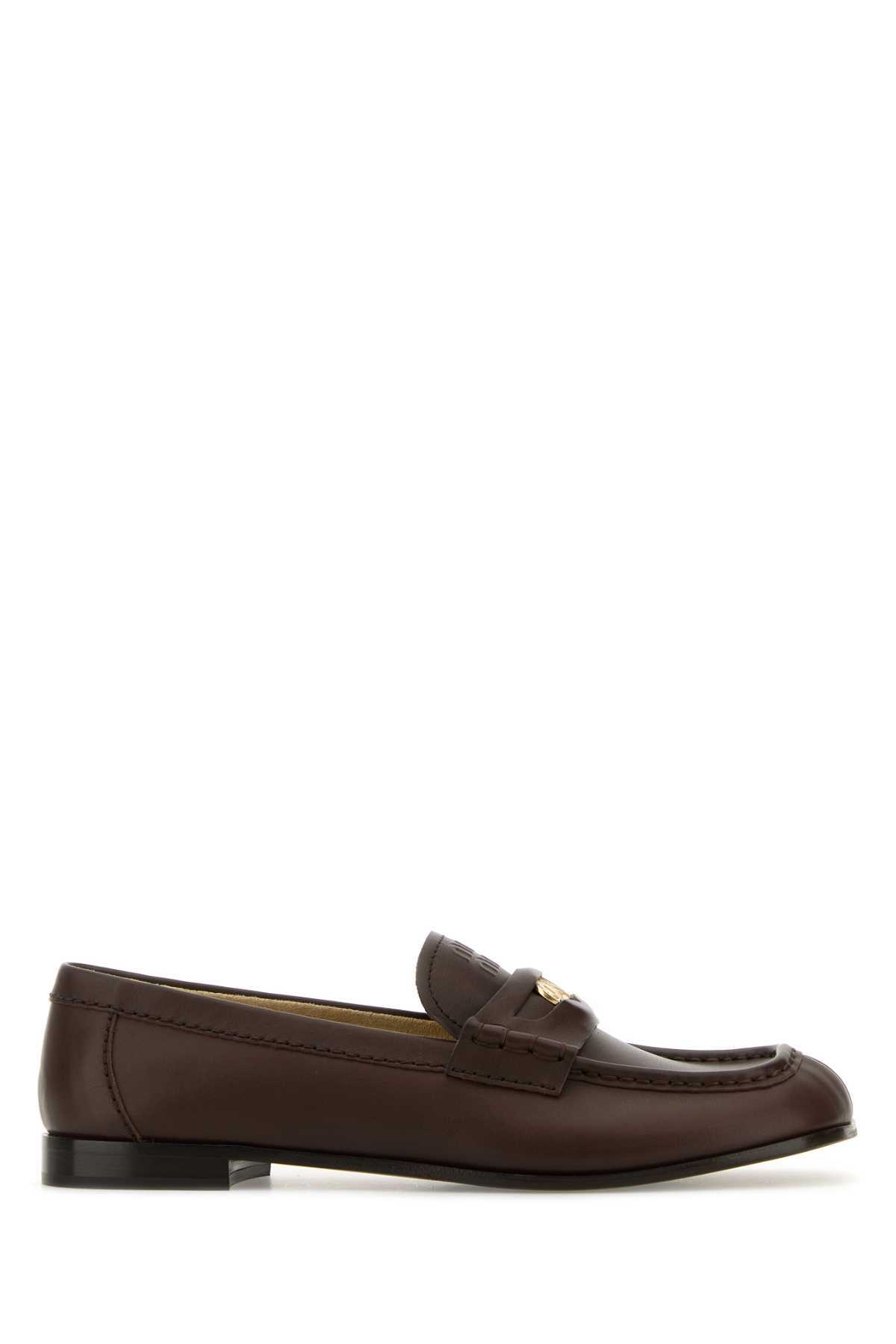 Miu Miu Brown Calf Leather Bos Taurus Mules