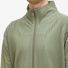 Homme Plissé Issey Miyake Men's Pleated Zip Jacket in Sage Green