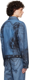 CAMPERLAB Blue & Black Distorted Print Denim Jacket