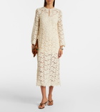 Velvet Jovie cotton-blend guipure lace midi dress