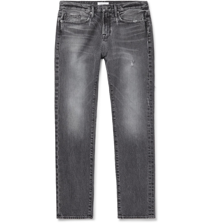 Photo: FRAME - L'Homme Slim-Fit Distressed Denim Jeans - Gray