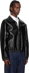 Courrèges Black Vinyl Zipped Bomber Jacket