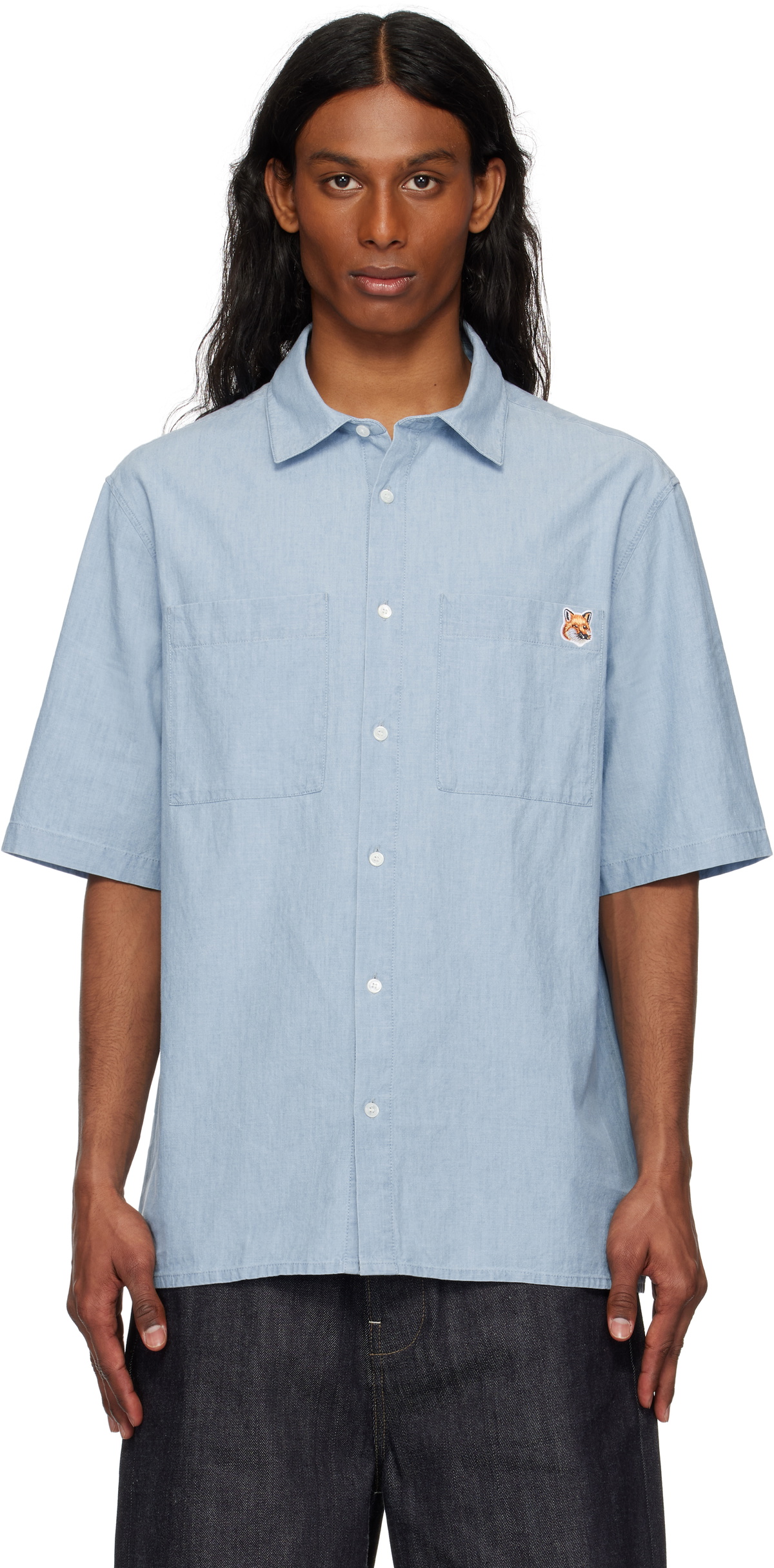 Maison Kitsuné Blue Relaxed Short Sleeve Shirt