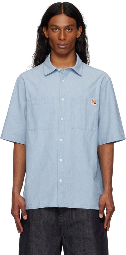Photo: Maison Kitsuné Blue Relaxed Short Sleeve Shirt