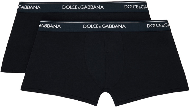 Photo: Dolce & Gabbana Two-Pack Navy Boxer Briefs