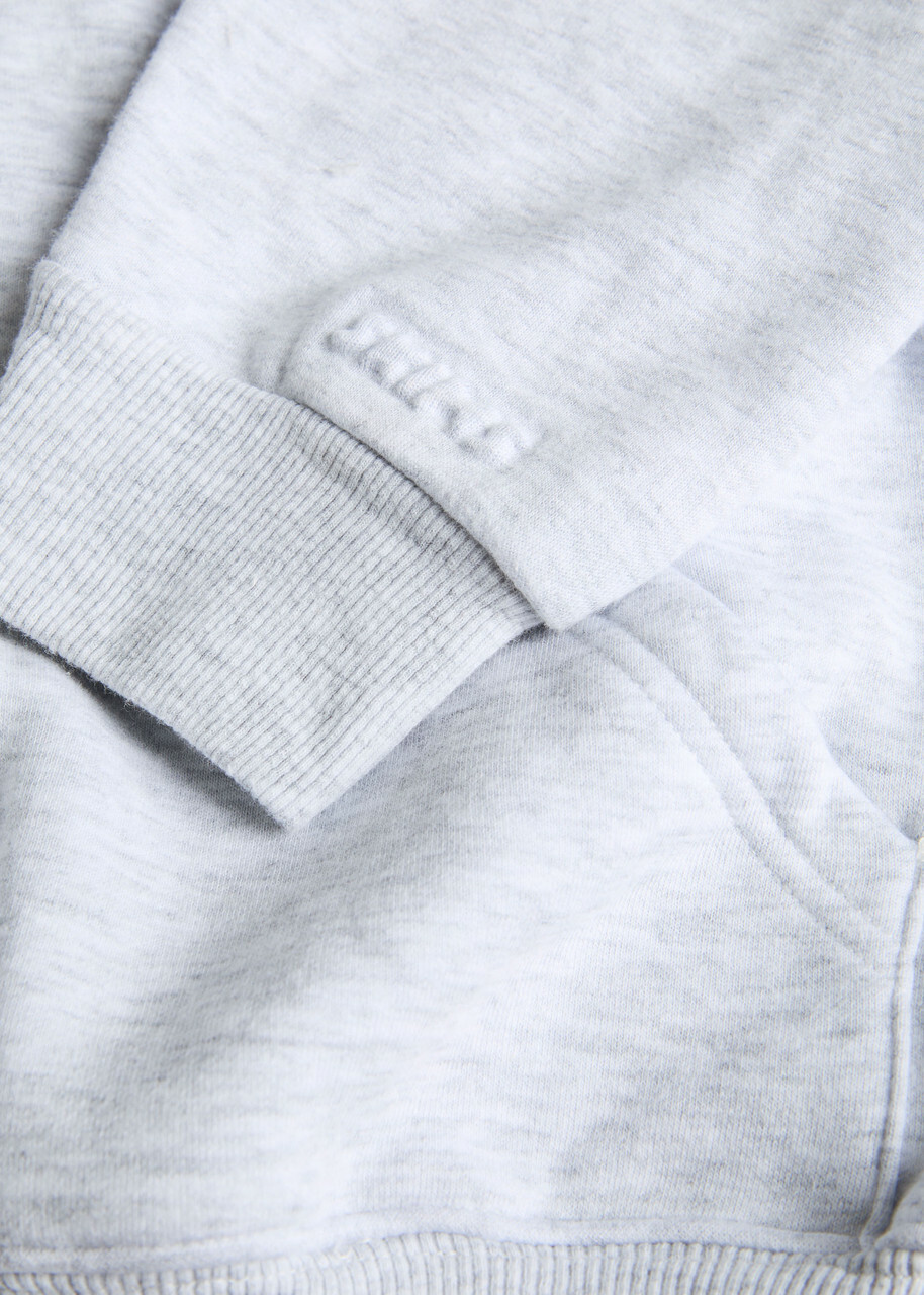 Skims Zip-up Cotton-blend Hooded Sweatshirt Light Grey