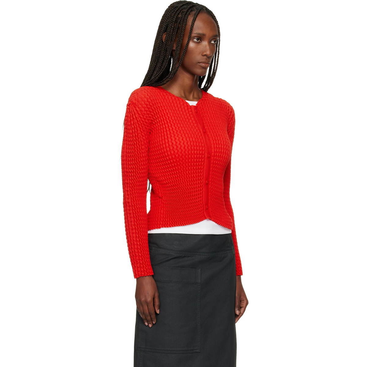 ISSEY MIYAKE Red October Spongy-58 Cardigan