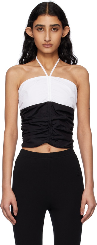 Photo: Kijun Black & Off-White Shirring Halter Top