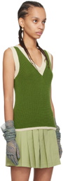 Dries Van Noten Green V-Neck Vest