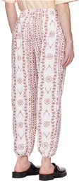 South2 West8 White & Red Graphic Trousers