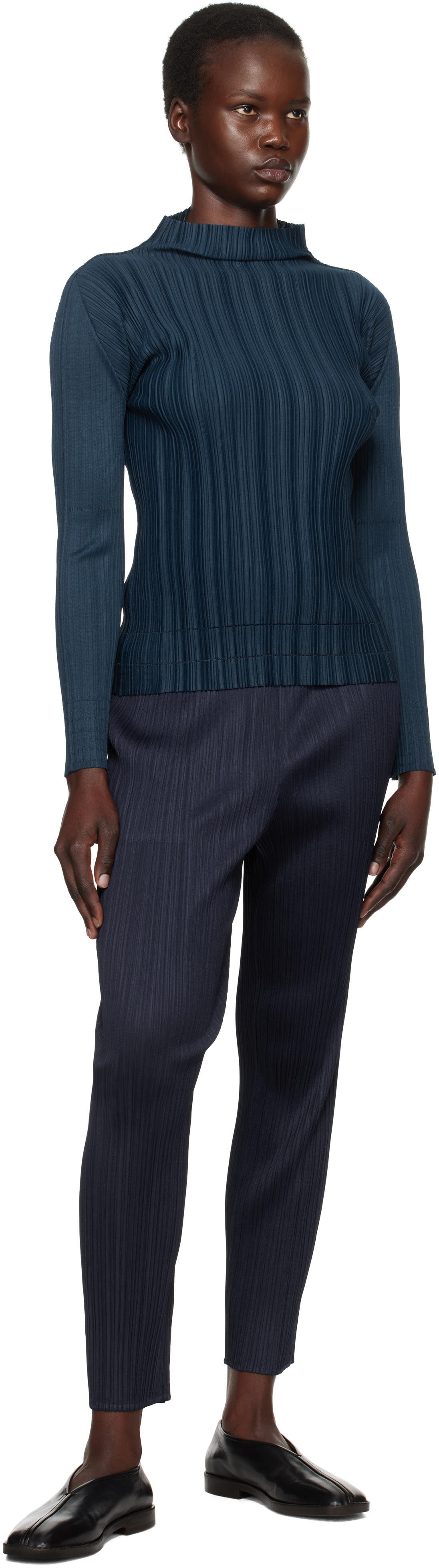 PLEATS PLEASE ISSEY MIYAKE Navy Soft Pleats Top Pleats Please