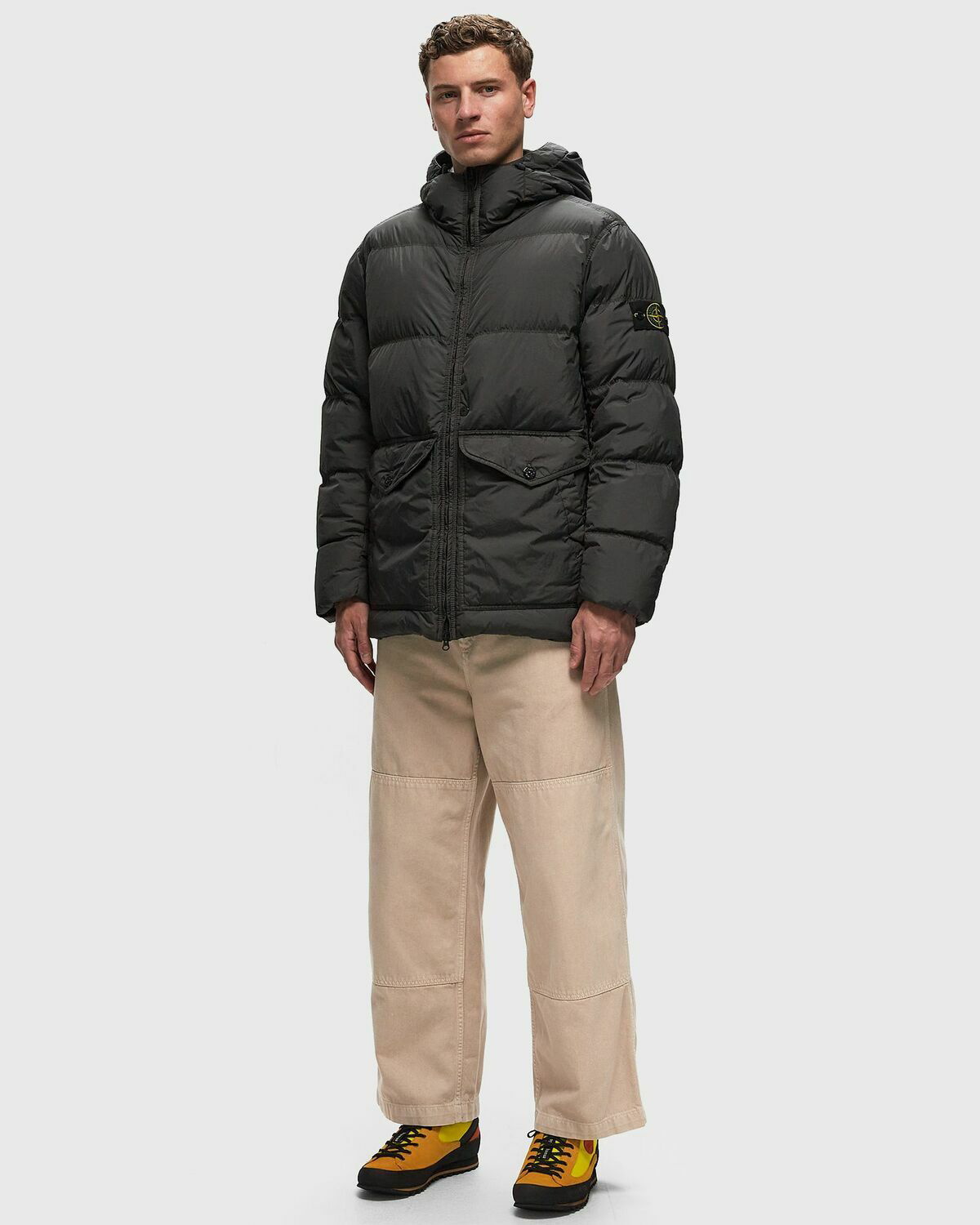 Grey stone island fashion puffer jacket