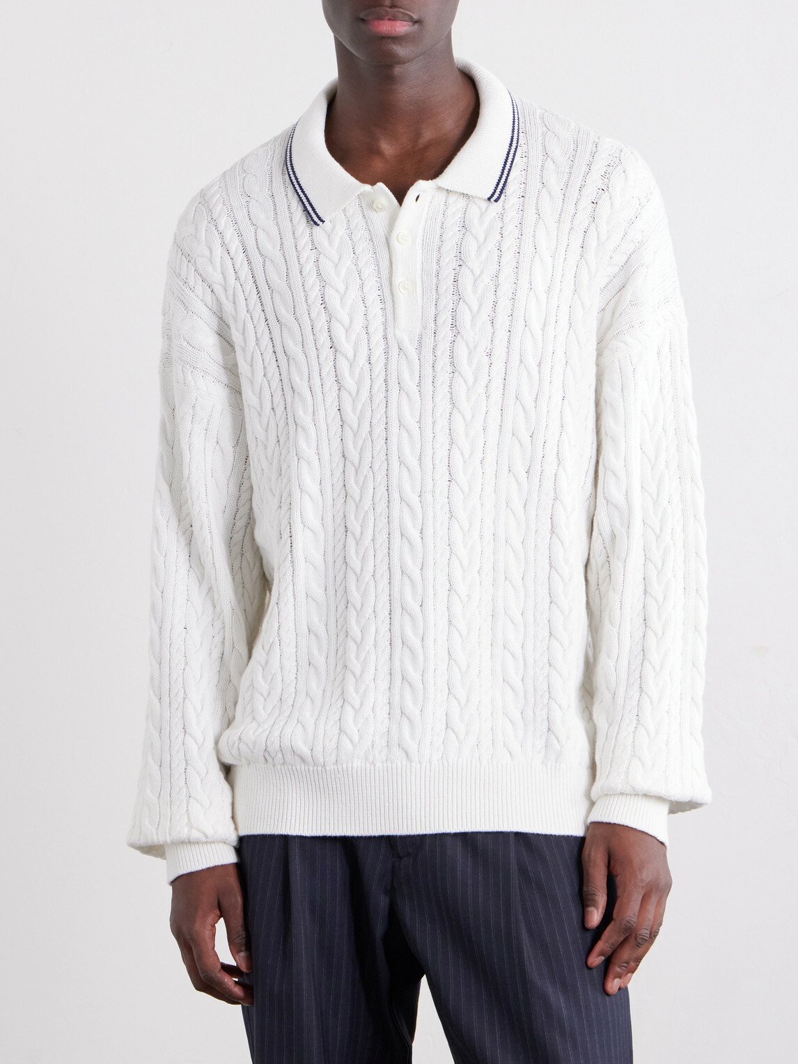 Polo Ralph Lauren - Cable-Knit Cotton and Linen-Blend Sweater - Neutrals