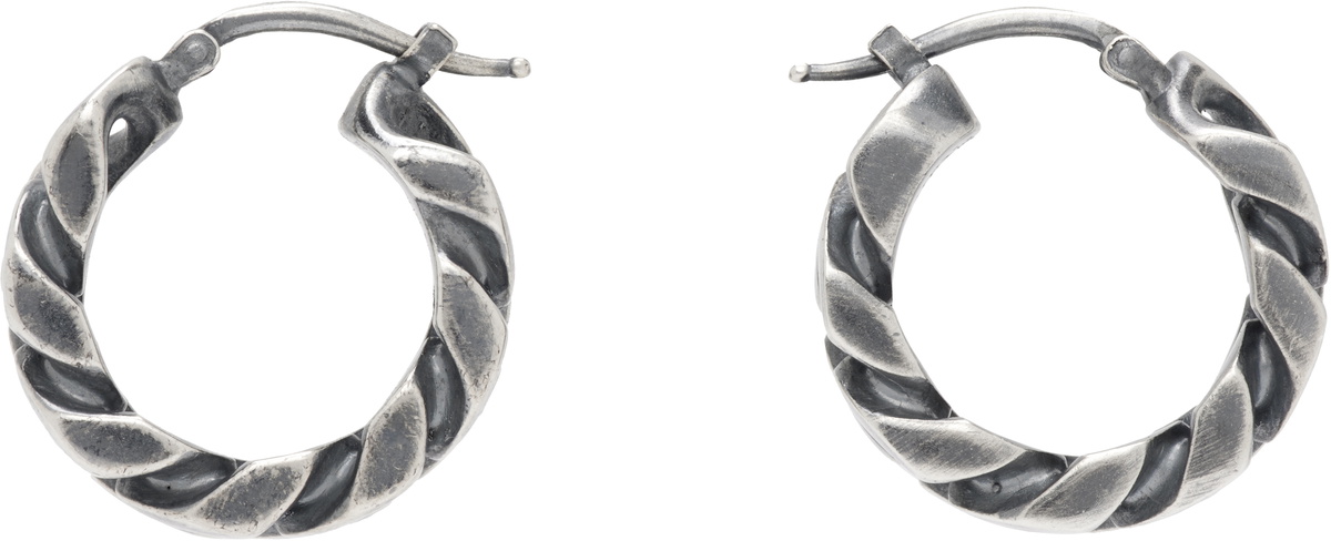 MM6 Maison Margiela Silver New Numerical Logo Earrings MM6