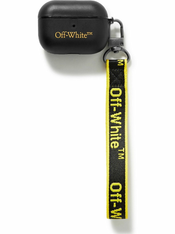Photo: Off-White - Logo-Print Leather AirPods Pro Case with Lanyard