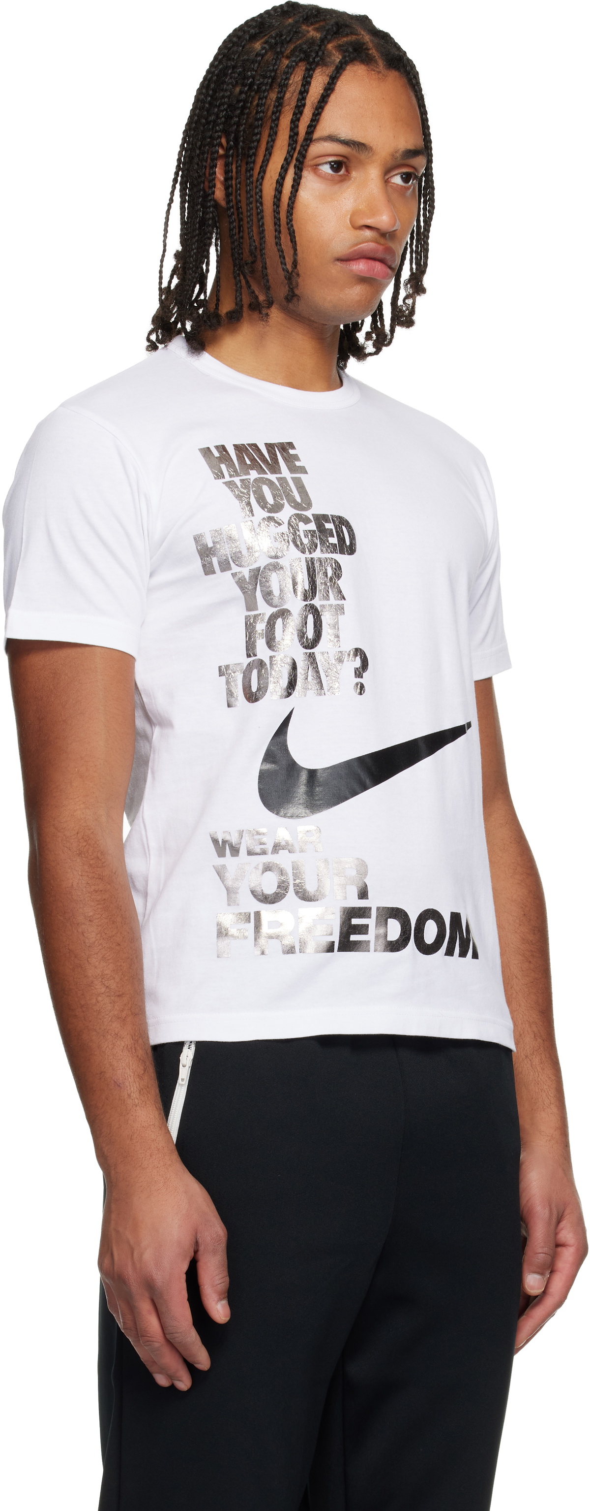 Black Comme des Garçons White Nike Edition Printed T-shirt