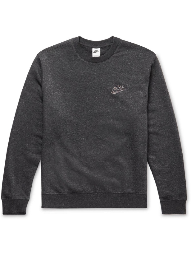 Photo: Nike - Sport Essentials Logo-Appliquéd Cotton-Blend Jersey Sweatshirt - Black