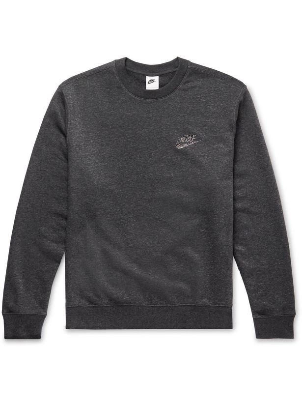 Photo: Nike - Sport Essentials Logo-Appliquéd Cotton-Blend Jersey Sweatshirt - Black