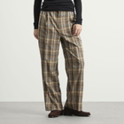 Auralee Women's Wool Check Two-Tuck Slacks in Top Brown Check