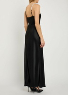 Staud Cadence Faux Pearl-embellished Satin Maxi Dress Black