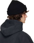 VETEMENTS Black Leather Biker Cross Label Beanie