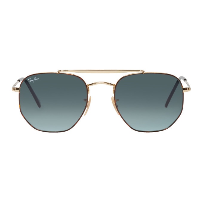 Photo: Ray-Ban Gold and Blue The Marshal Aviator Sunglasses