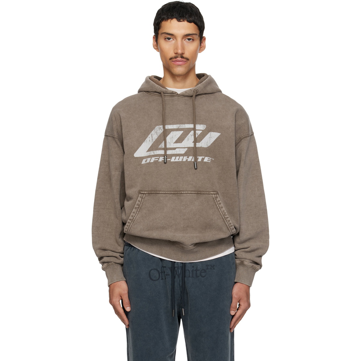 Off-White Brown 'OW' Racing Skate Hoodie