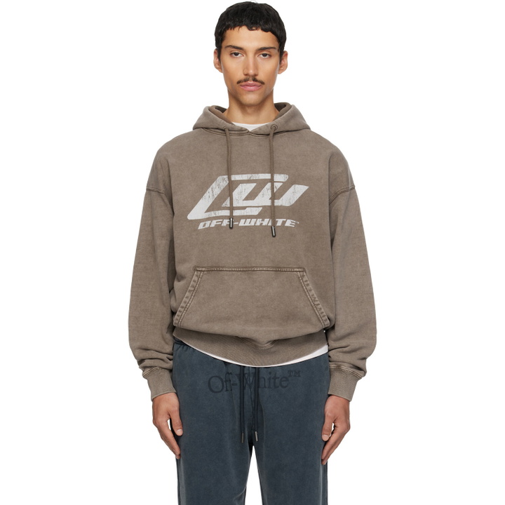 Photo: Off-White Brown 'OW' Racing Skate Hoodie