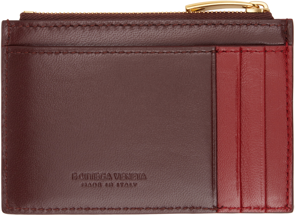 Bottega Veneta Burgundy Cassette Zippered Card Holder