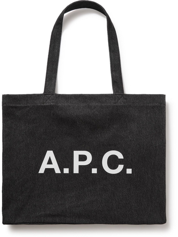 Photo: A.P.C. - Logo-Print Denim Tote Bag