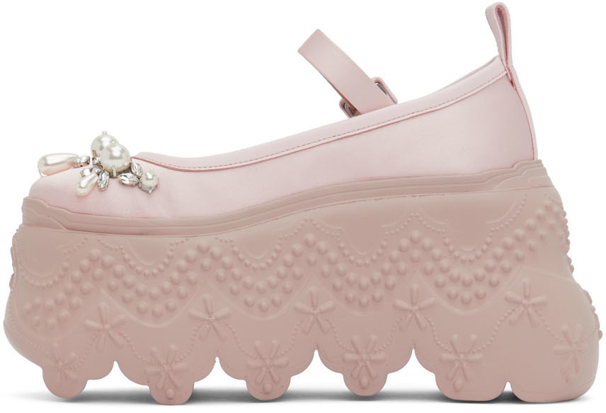 Simone Rocha Pink Beaded Lace Turbo Tracker Platform Heels Simone Rocha