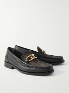 Fendi - Logo-Jacquard Leather Loafers - Brown