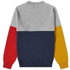 Country Of Origin Men's Supersoft Seamless Colour Block Crew Knit in Vintage Heather/Tundra/Silver/Brandy