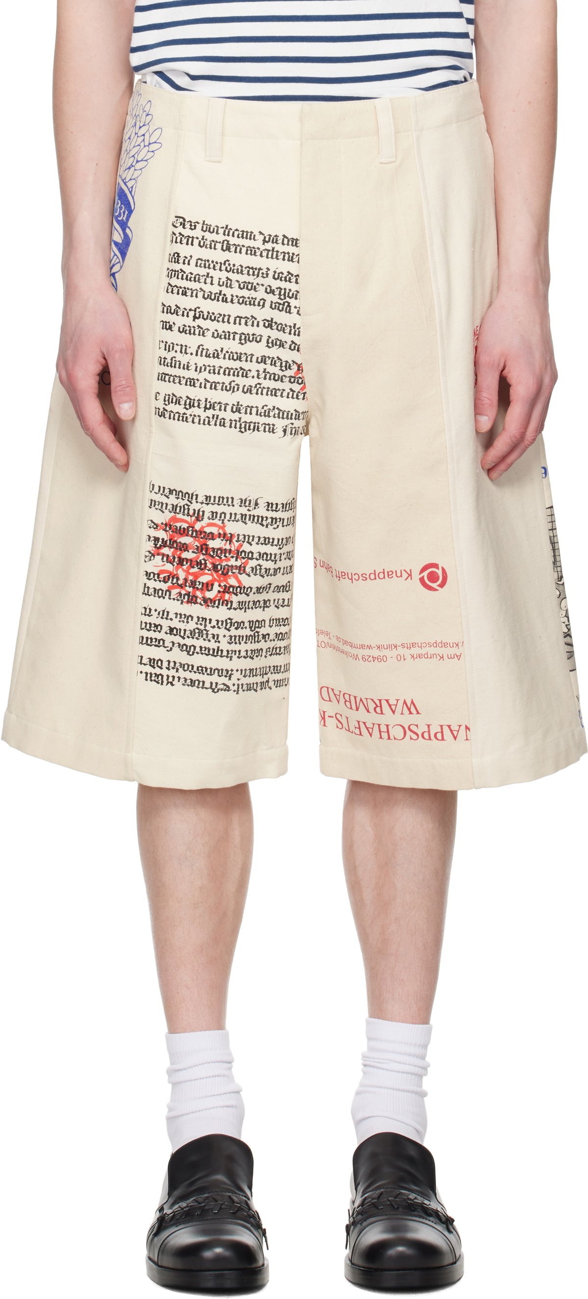 Marine Serre Beige Regenerated Tote Bags Cargo Shorts