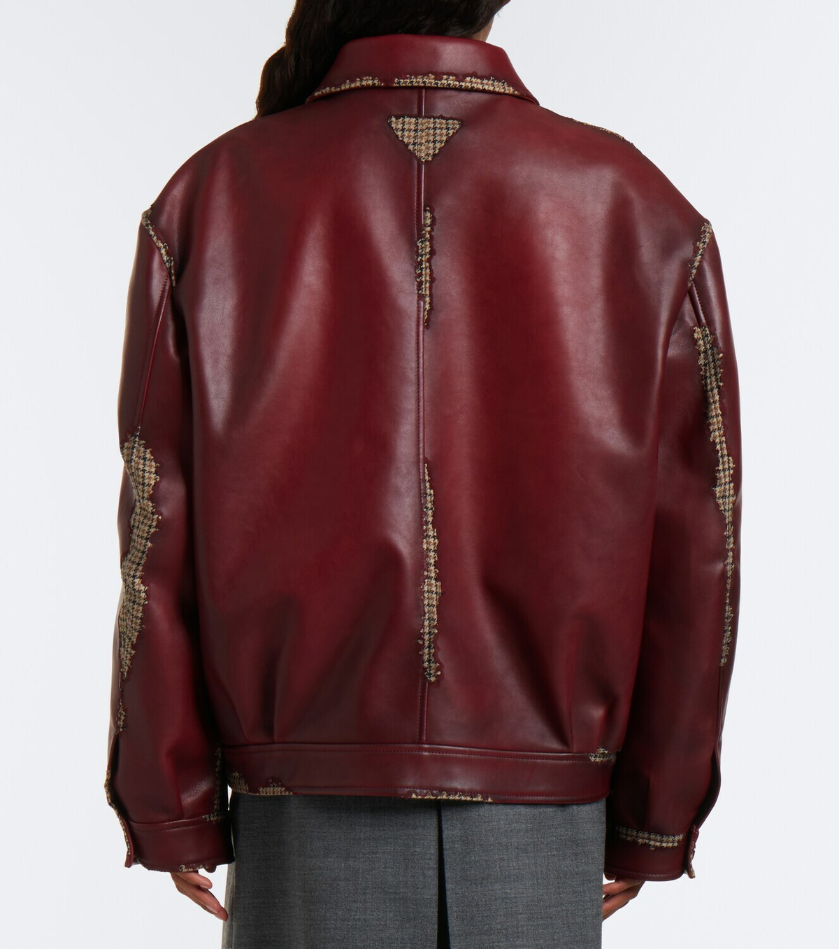 Prada Distressed houndstooth leather jacket