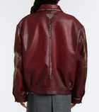 Prada Distressed houndstooth leather jacket