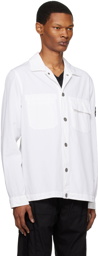 Stone Island White Press-Stud Shirt