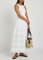 Polo Ralph Lauren Embroidered Stretch-cotton Midi Dress White