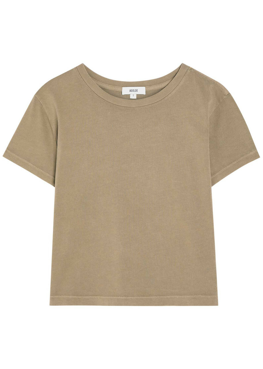 Agolde Adine Shrunken Cotton T-shirt Light Brown