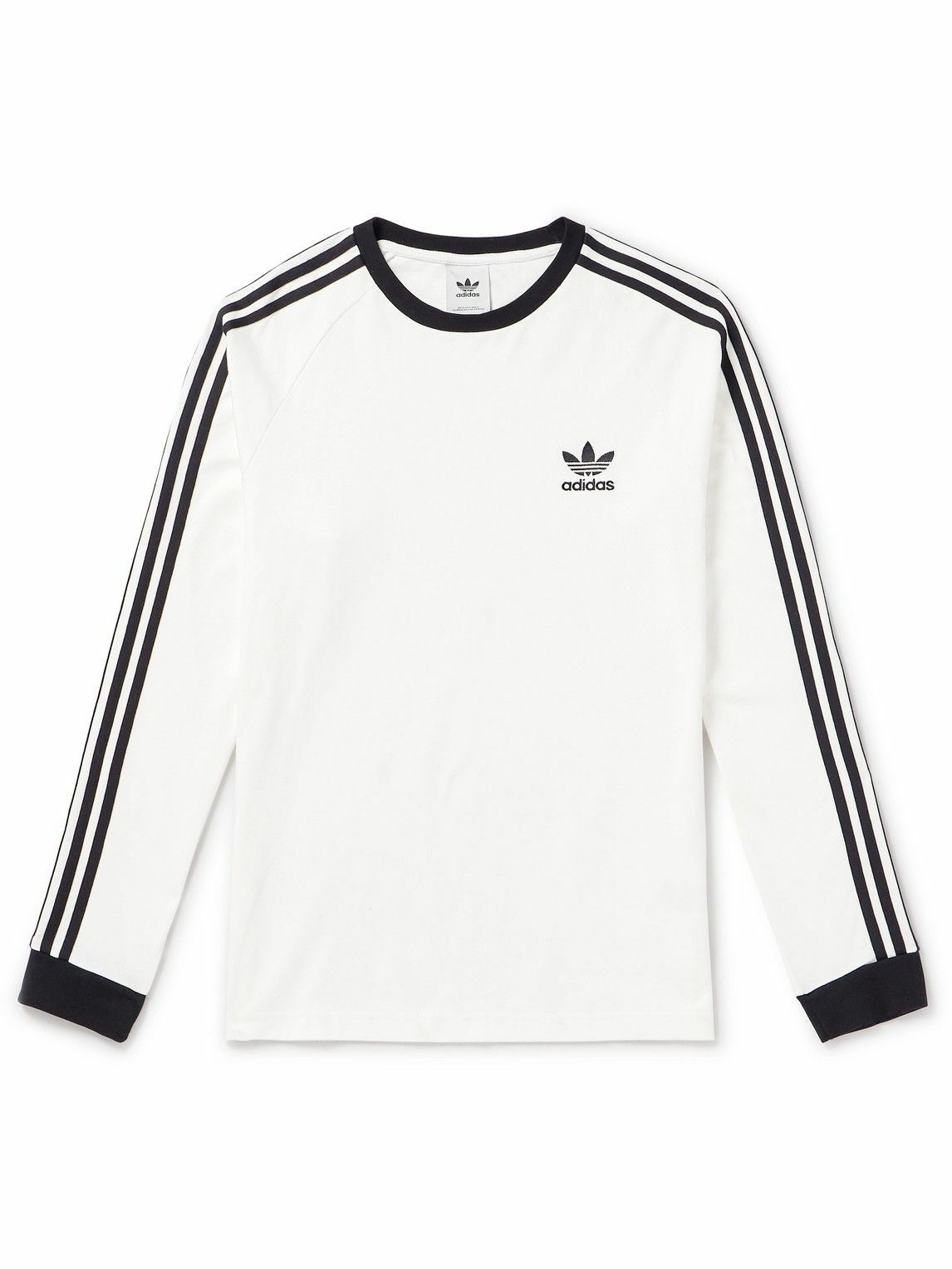 Photo: adidas Originals - Striped Logo-Embroidered Cotton-Jersey T-Shirt - White
